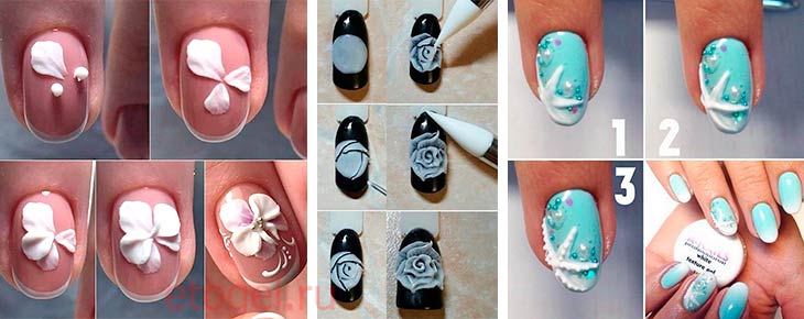 Как сделать цветы 3D гелем на ногтях