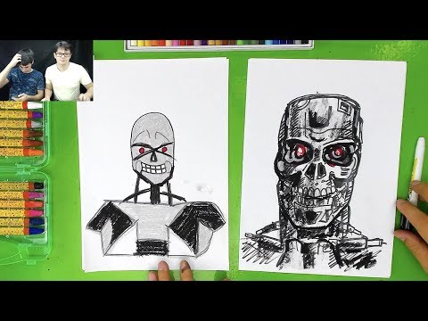 ТЕРМИНАТОР как нарисовать портрет или голову роботу