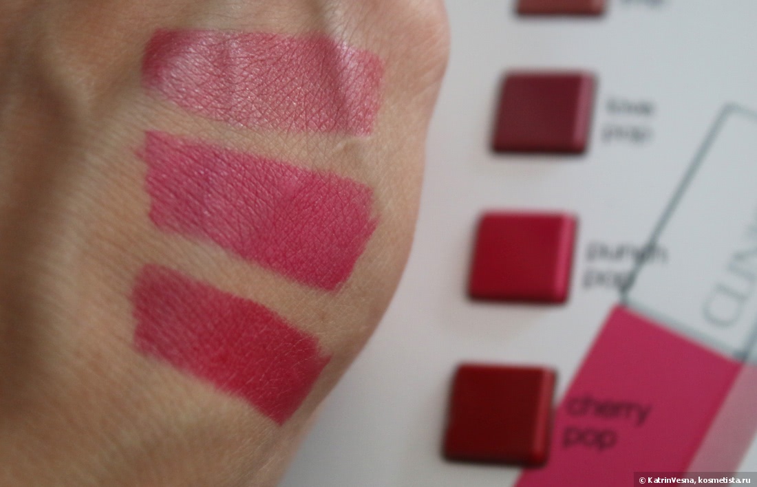 4 оттенка нашумевшей помады Clinique Pop Lip colour + primer Rouge intense + base