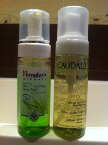 Caudalie Instant Foaming Cleanser VS Himalaya Purifying Neem Foaming Face Wash