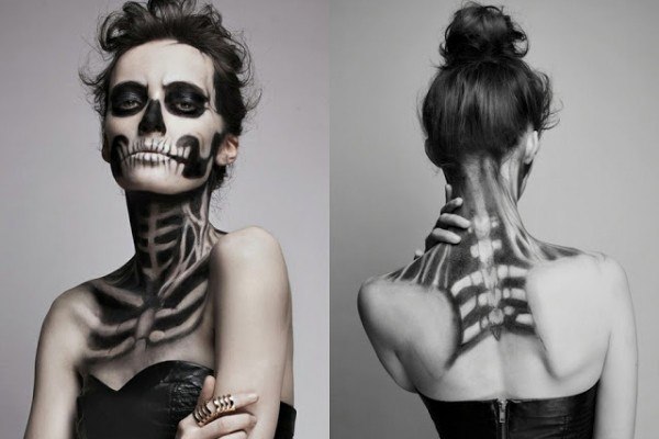 Макияж скелета на Хэллоуин, создаем makeup skeleton.