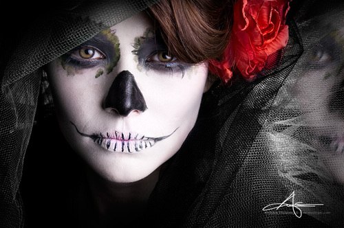 Макияж скелета на Хэллоуин, создаем makeup skeleton. 02