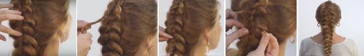 Коса на косе (двойная коса): как плести, схема плетения 3 часть