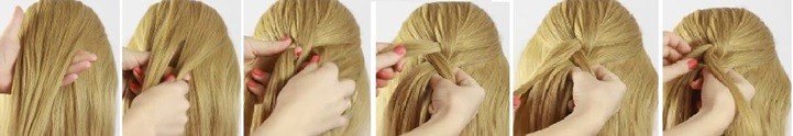 Коса на косе (двойная коса): схема плетения 1