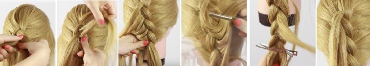 Коса на косе (двойная коса): схема плетения 2
