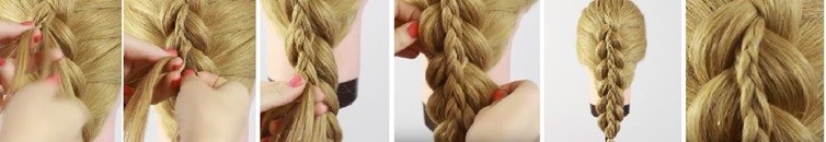 Коса на косе (двойная коса): схема плетения 3