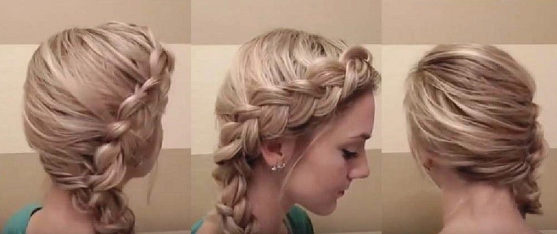 Вывернутая французская коса сбоку, фото с разных сторон
