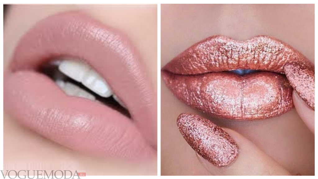 макияж губ розовый разный